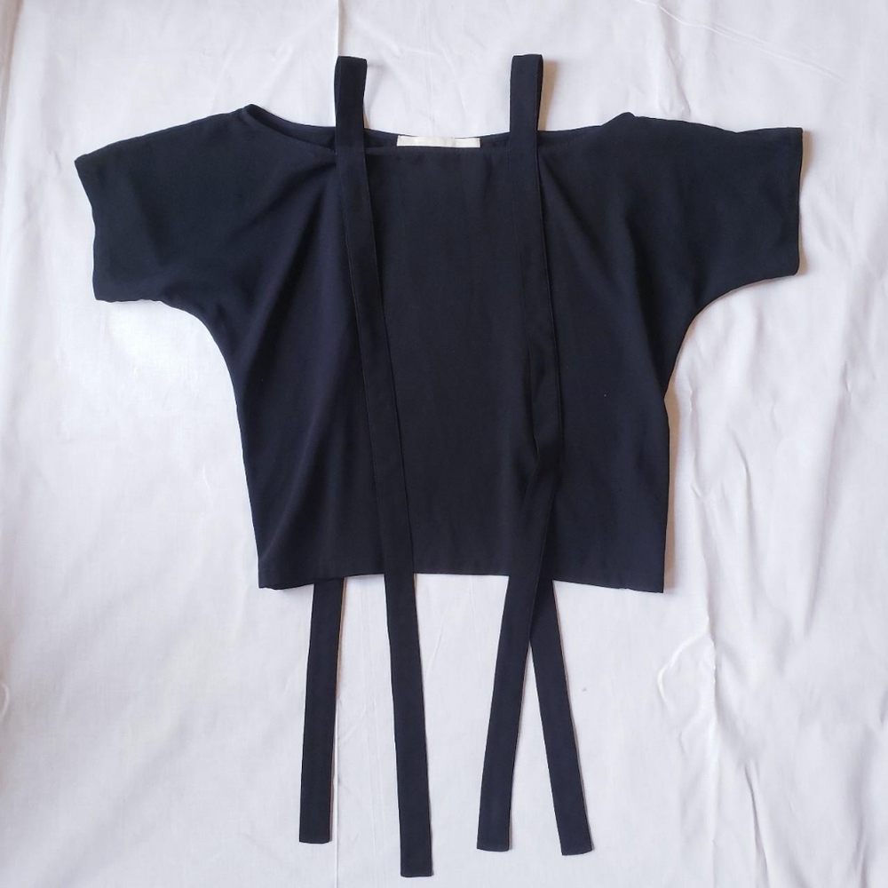 Totokaelo Black Off Shoulder Kimono Bade Blouse with Straps